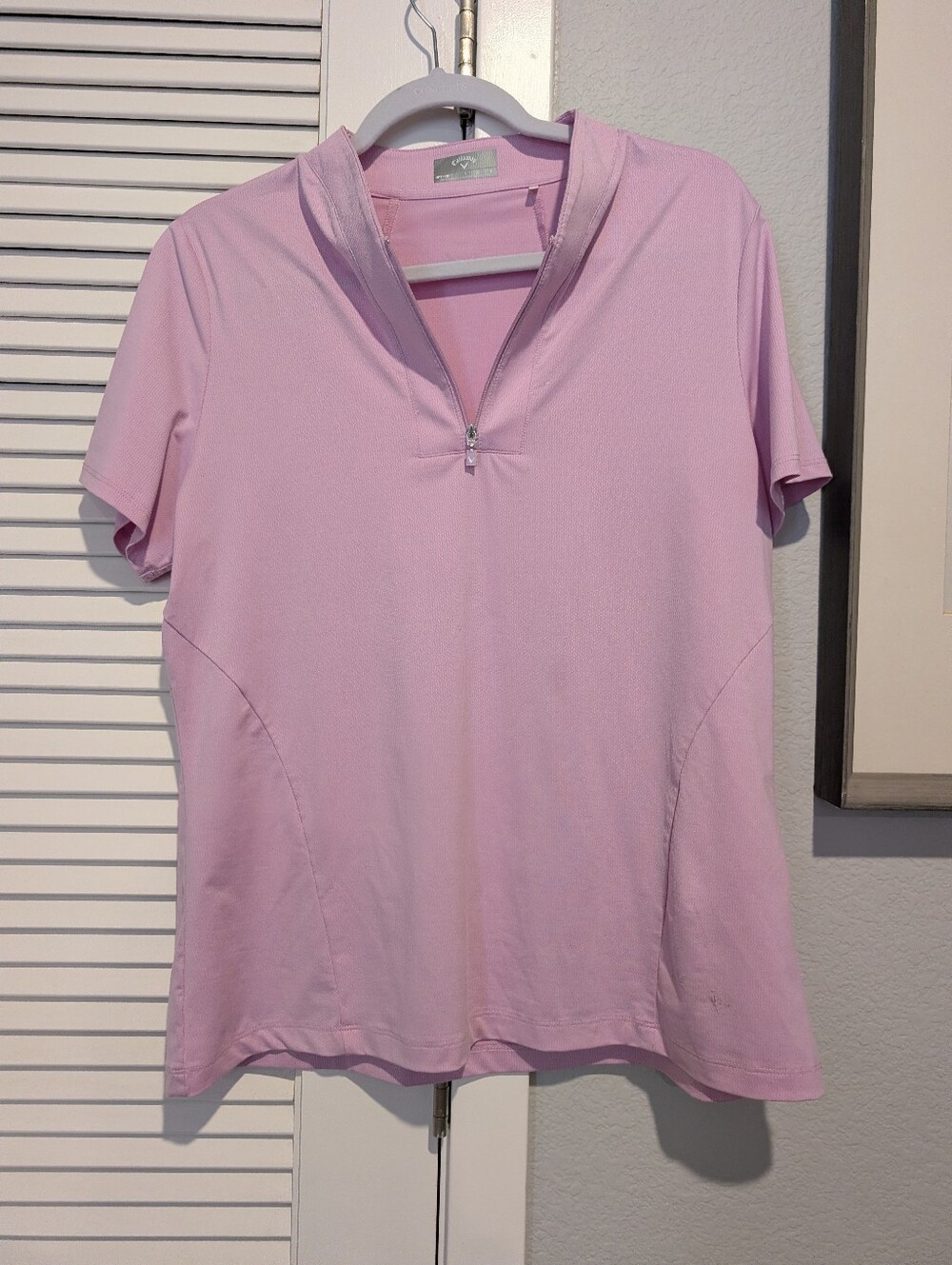 Callaway Light Pink Short Sleeve Zip Polo